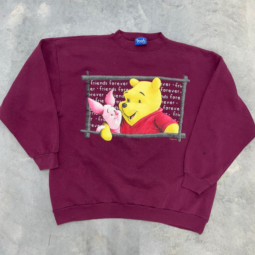 VTG Winnie The Pooh Piglet Friends Forever Sweatshirt Crewneck M-L USA Made